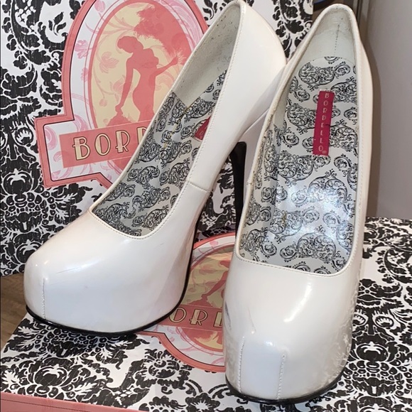 White Patent Bordello 6” Platform Heels - Picture 1 of 5